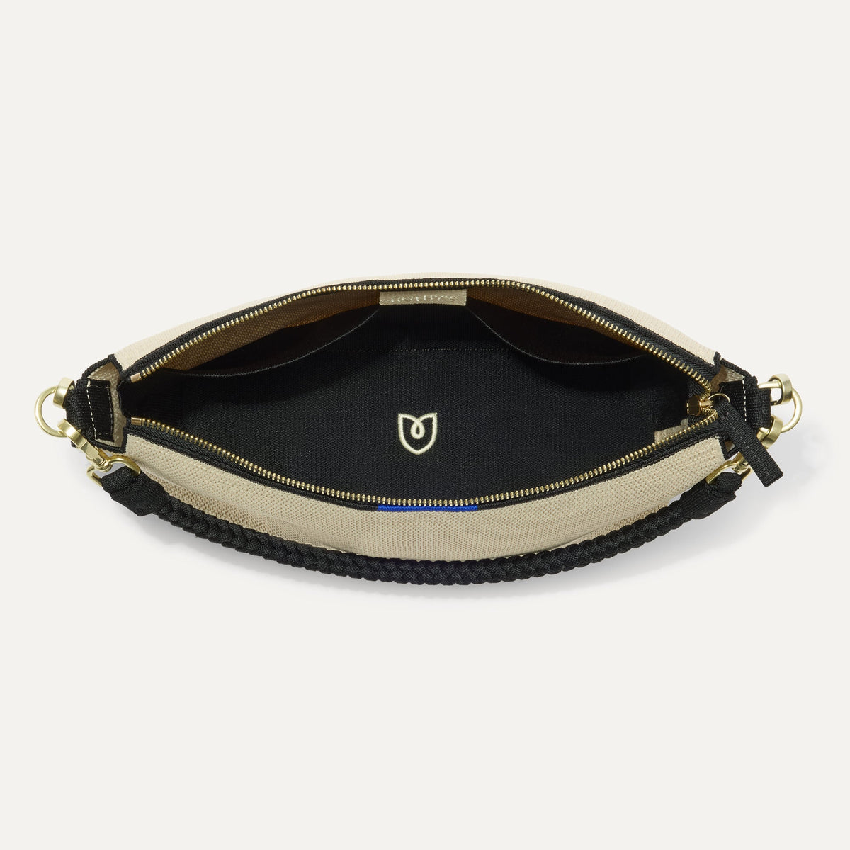 Rothy's The Daily Crossbody in Black and White Raffia-Knit