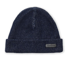 Bruno Magli Men's Cold Weather | Men/Women Cashmere 2-tone Ribbed Hat Navy