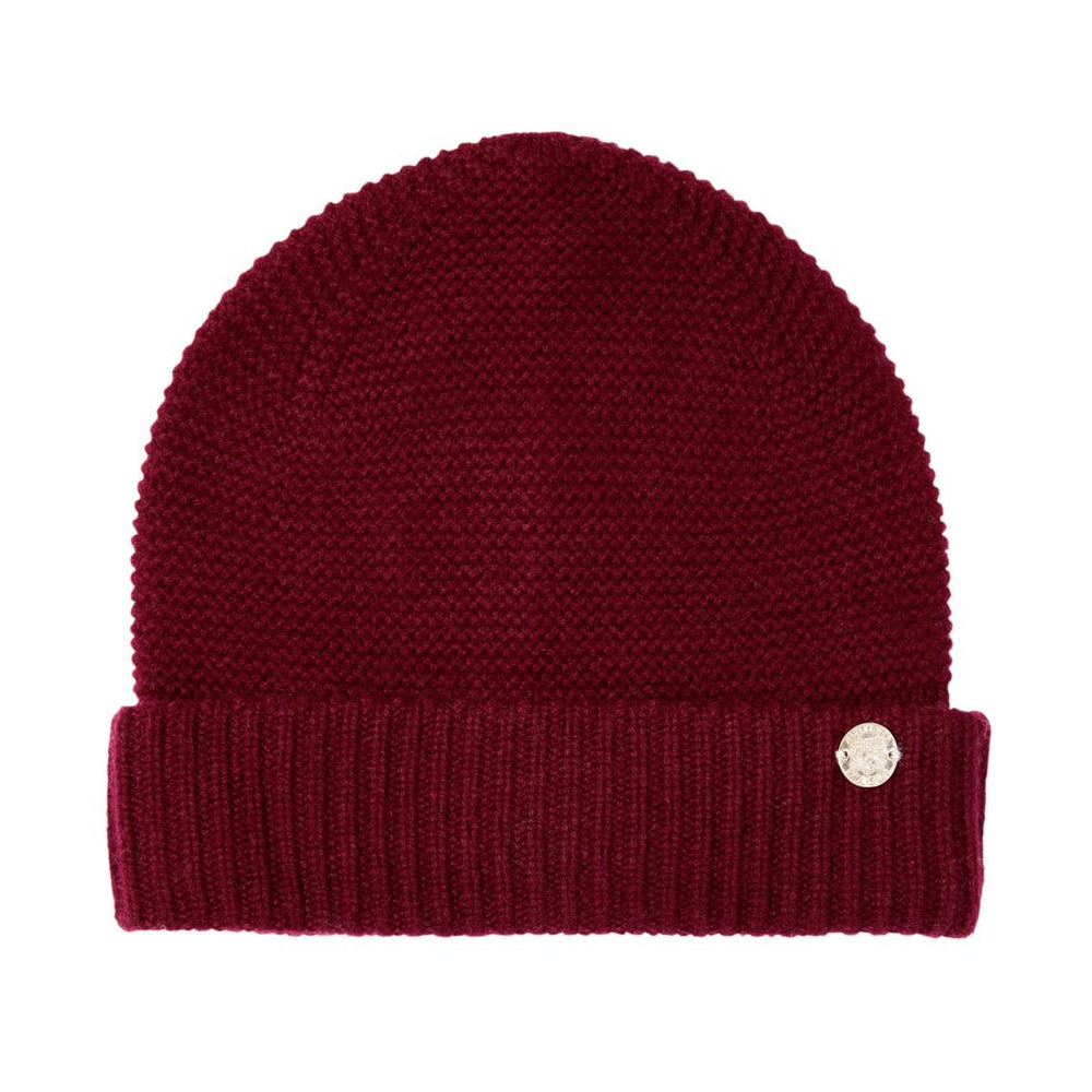 Bruno Magli Men's Cold Weather | Men/Women CASHMERE LINKS STITCH KNIT HAT W/ RIB CUFF BURGUNDY