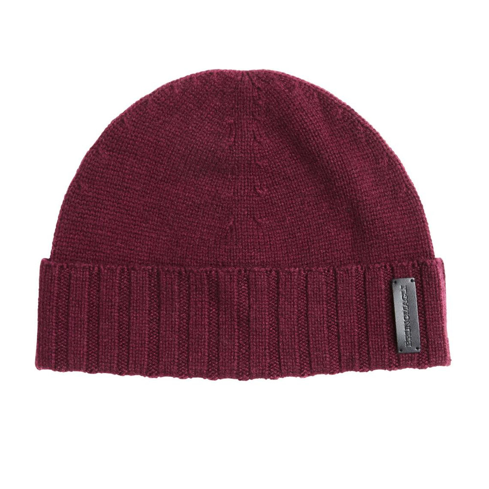 Bruno Magli Men's Cold Weather | Men/Women Cashmere Rib Cuff Hat - Bordeaux