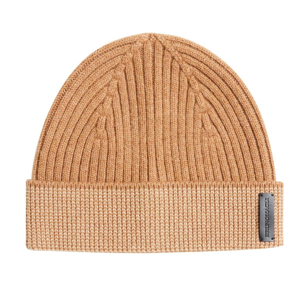 Bruno Magli Men's Cold Weather | Men/Women Cashmere Striped Cuff Hat - Camel
