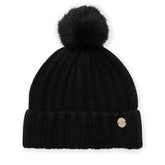 Bruno Magli Men's Cold Weather | Men/Women LADDERSTITCH HAT W/ SHEARLING POM Black
