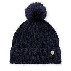 Bruno Magli Men's Cold Weather | Men/Women LADDERSTITCH HAT W/ SHEARLING POM Navy