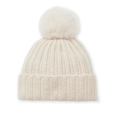 Bruno Magli Men's Cold Weather | Men/Women LADDERSTITCH HAT W/ SHEARLING POM Oat