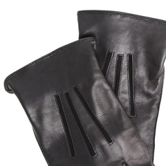 Bruno Magli Men's Cold Weather | Men/Women Nappa Leather Cut-Out Points Gloves - Black
