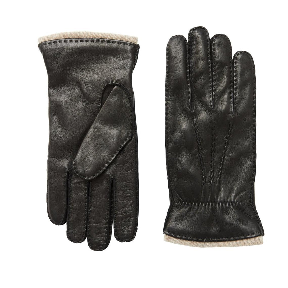 Bruno Magli Men's Cold Weather | Men/Women Nappa Leather Gathered Wrist Gloves - Black