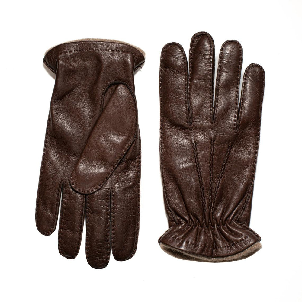 Bruno Magli Men's Cold Weather | Men/Women Nappa Leather Gathered Wrist Gloves - Brown