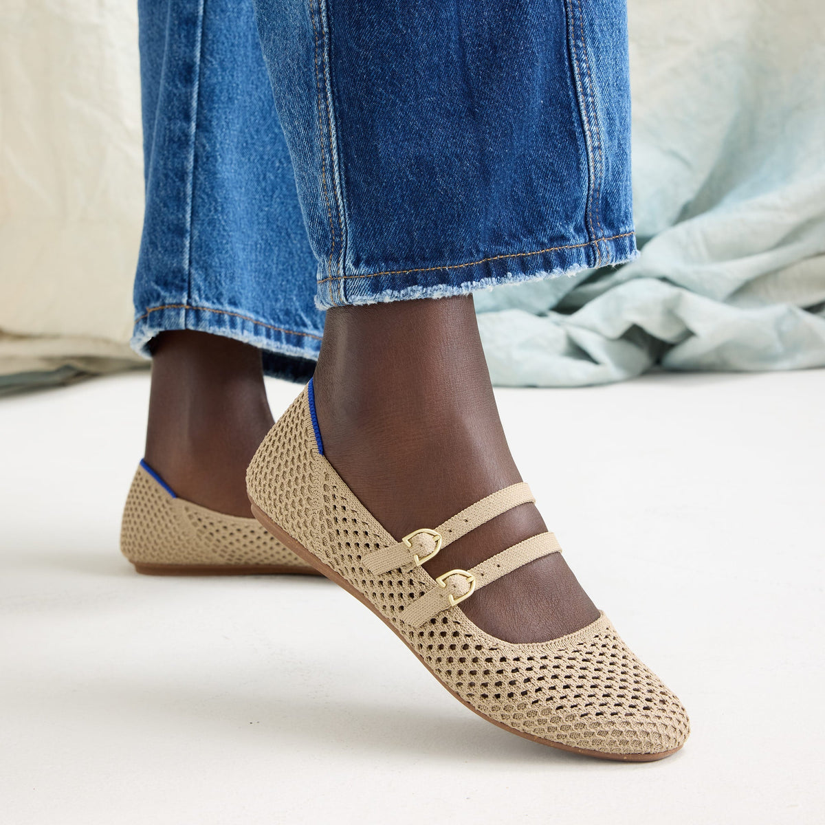 Rothy's The Double Buckle Mary Jane in Dune Mesh
