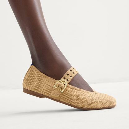 Rothy's The Max Buckle Mary Jane in Tan Woven