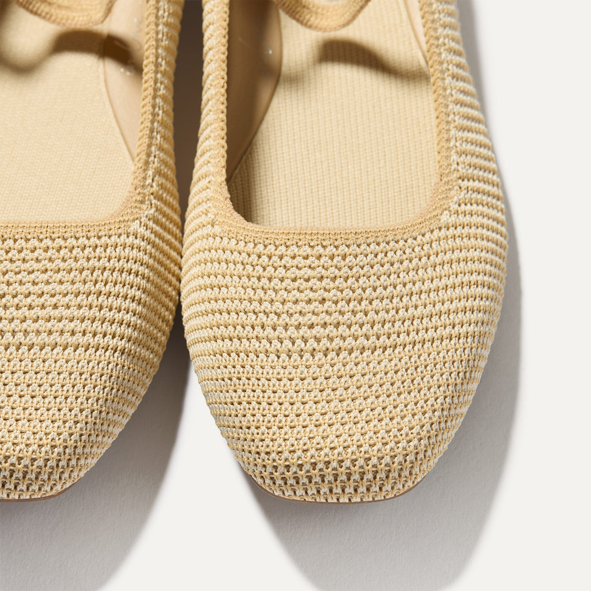 Rothy's The Max Square Mary Jane in Cream Raffia Knit