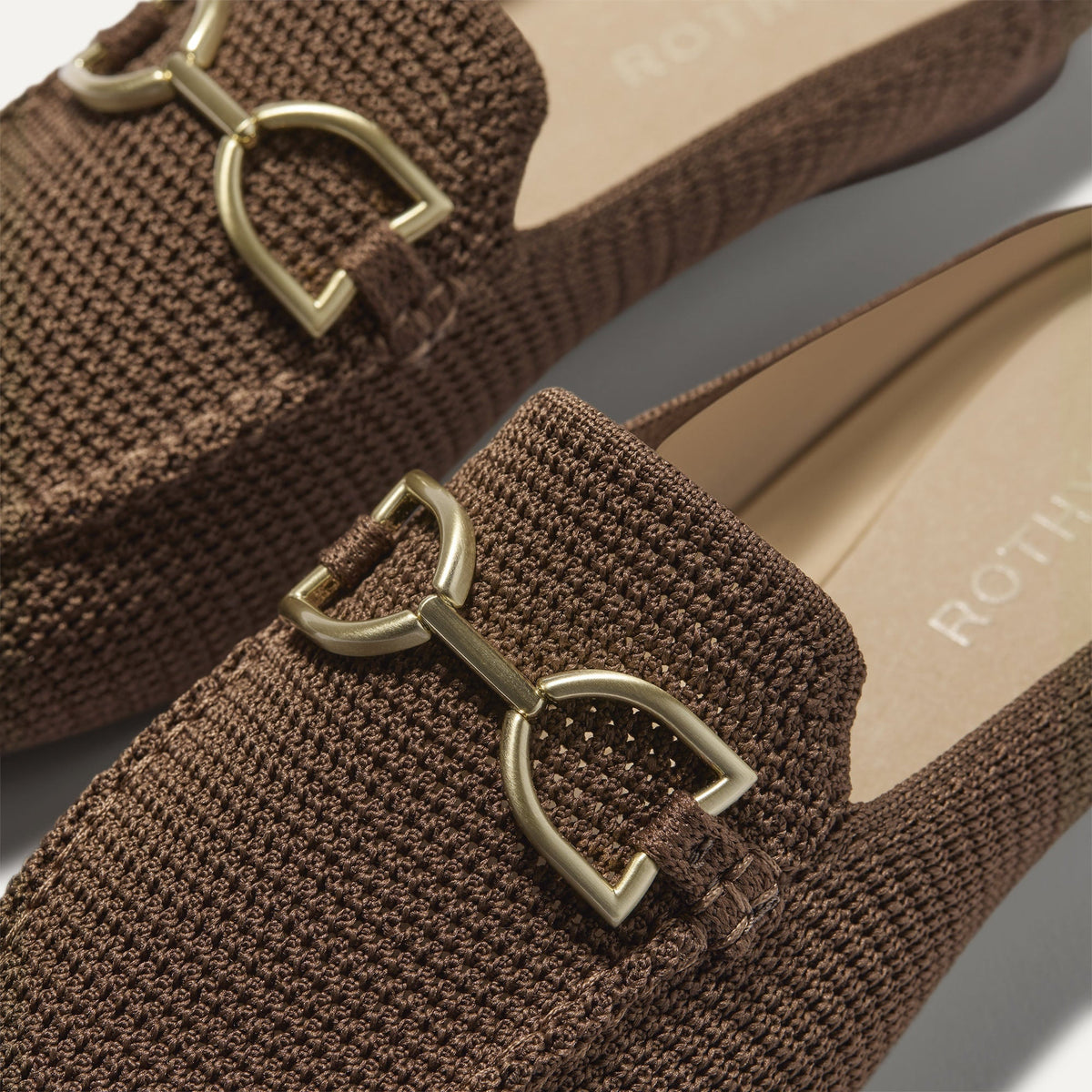 Rothy's The Double Bit Loafer Mule in Cinnamon Raffia-Knit