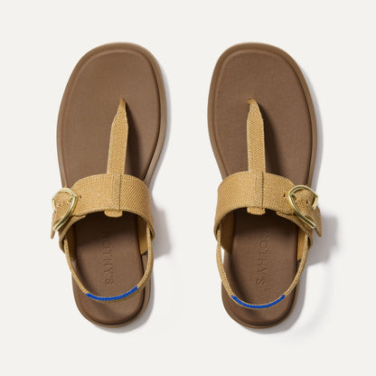 Rothy's The T-Strap Sandal in Metallic Golden Sun