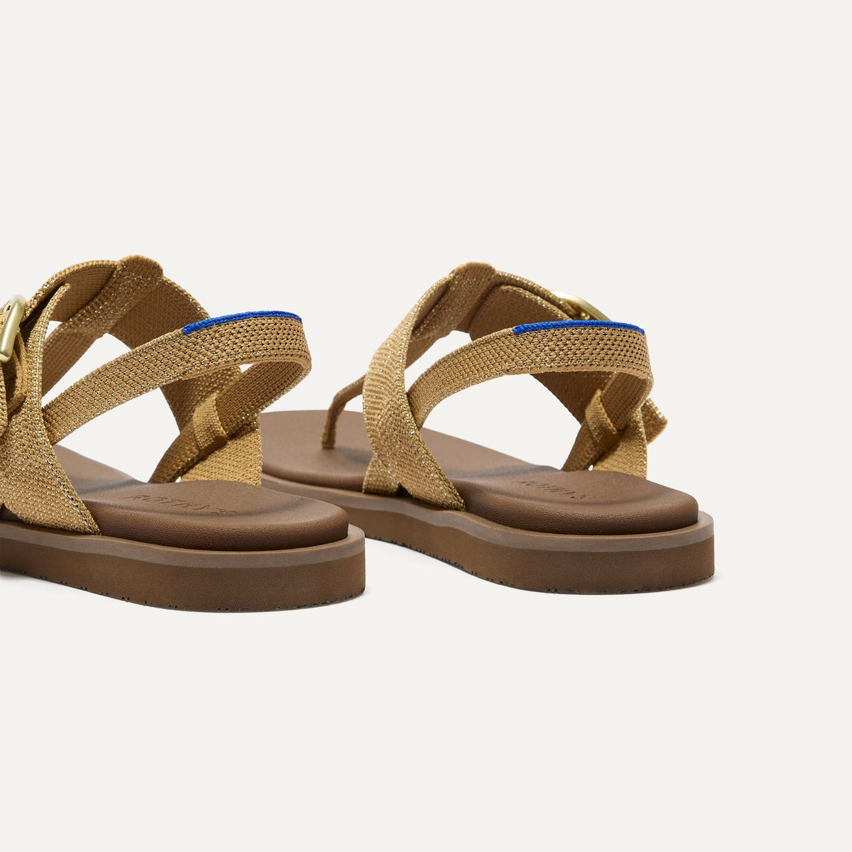 Rothy's The T-Strap Sandal in Metallic Golden Sun