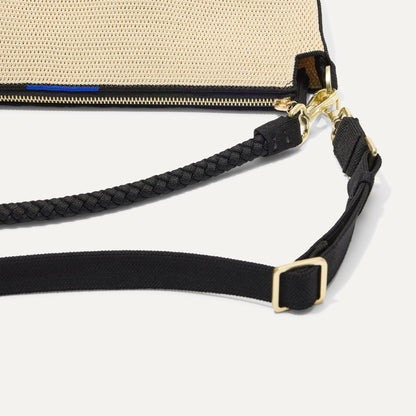 Rothy's The Daily Crossbody in Black and White Raffia-Knit