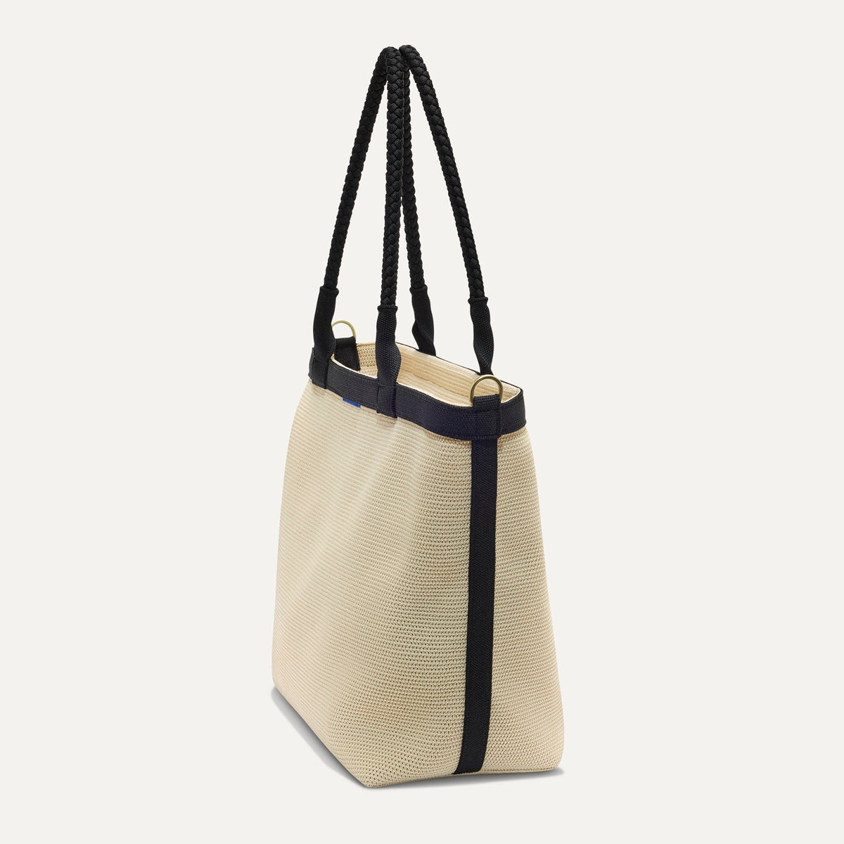 Rothy's The Lightweight Zipper Tote in Black and White Raffia-Knit