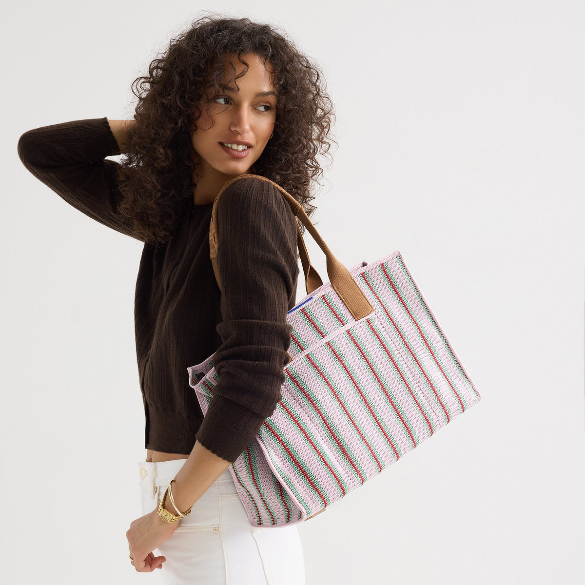 Rothy's The Classic Tote in Watermelon Market Stripe