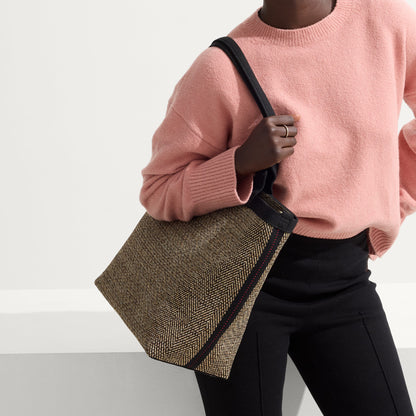 Rothy's The Lightweight Zipper Tote in Cacao Herringbone