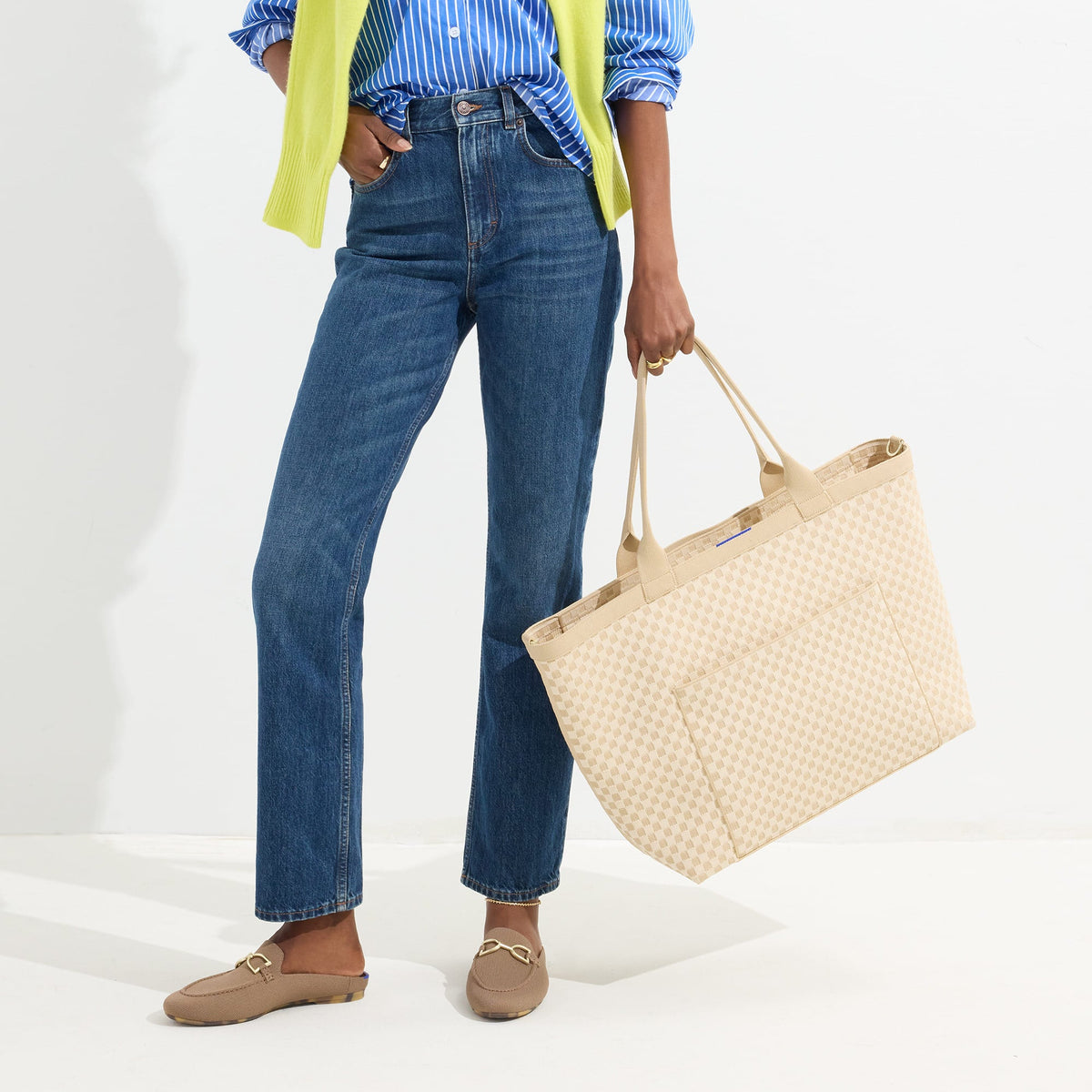 Rothy's The Zip Travel Tote in Parchment Basketweave