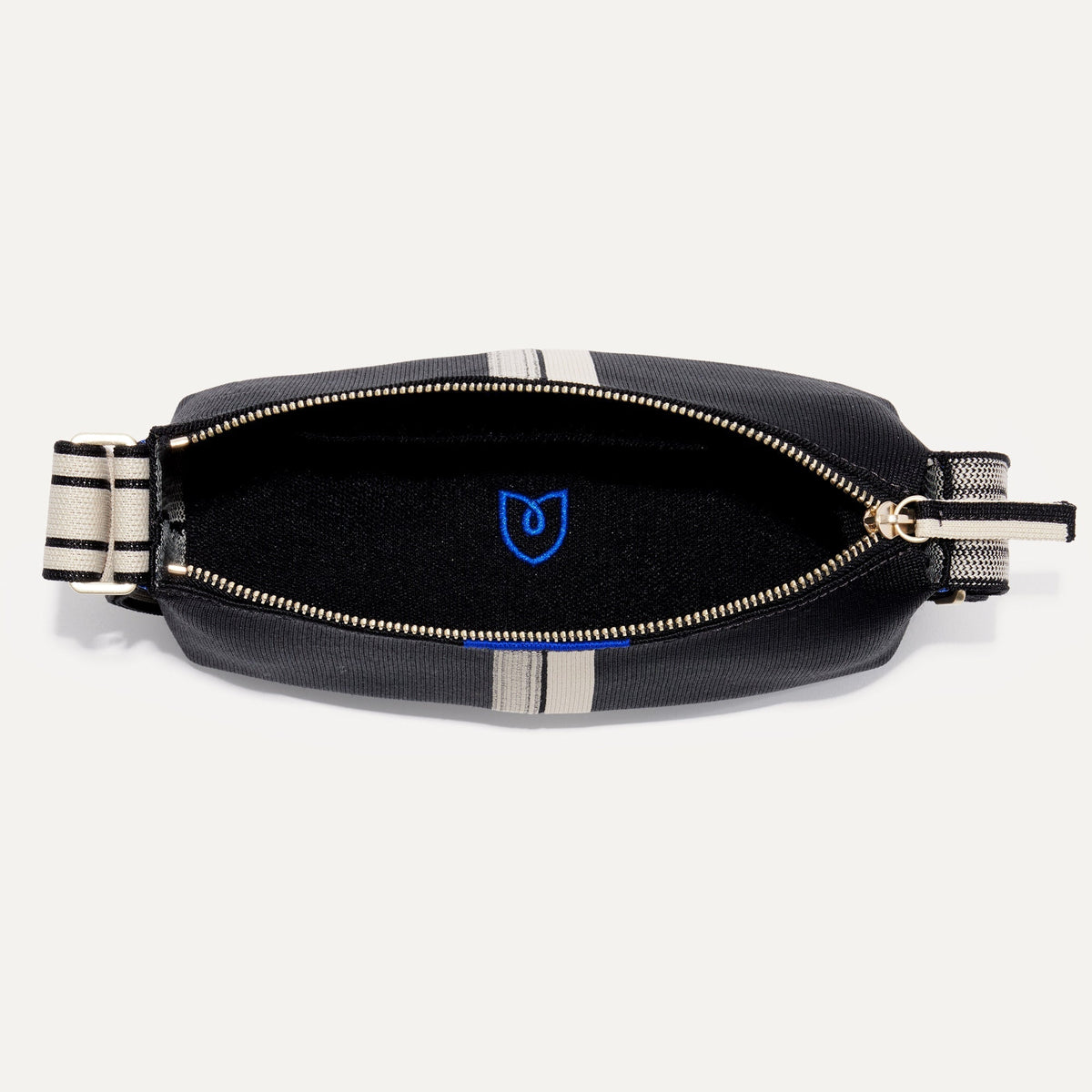 Rothy's The Casual Crossbody in Black and Ivory Stripe
