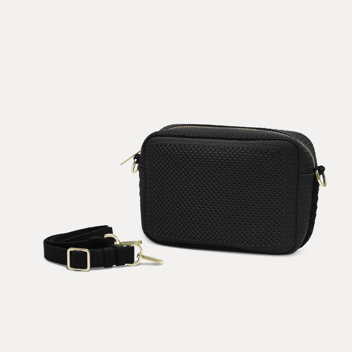 Rothy's The Crossbody Camera Bag in Black Licorice Open-Knit