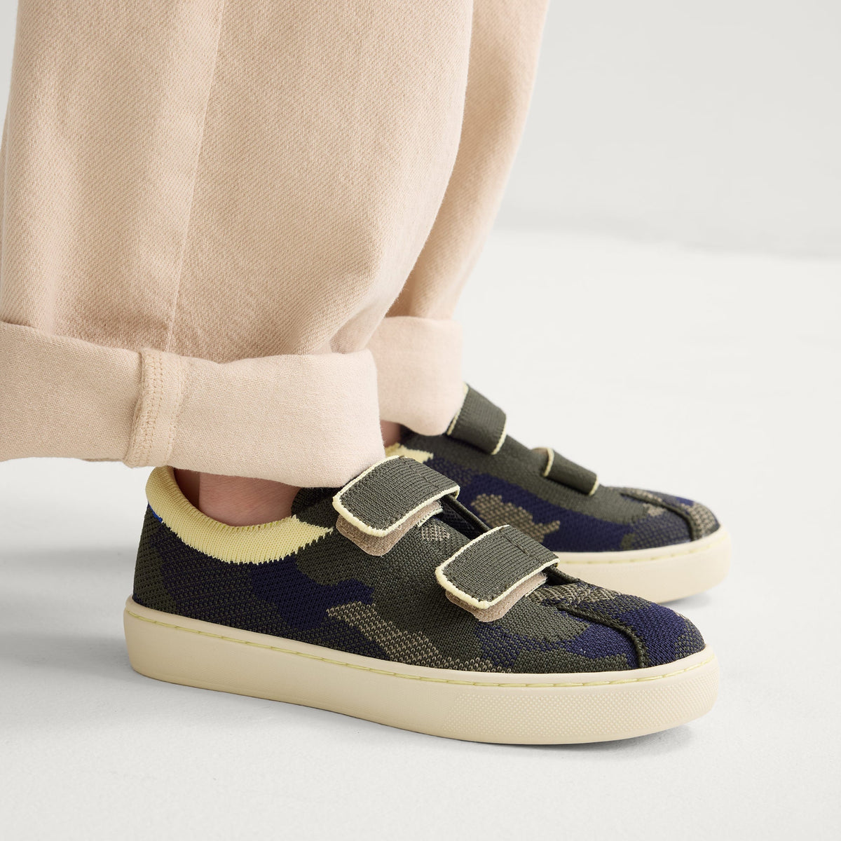 Rothy's The Kids Strap Sneaker in Spruce Camo