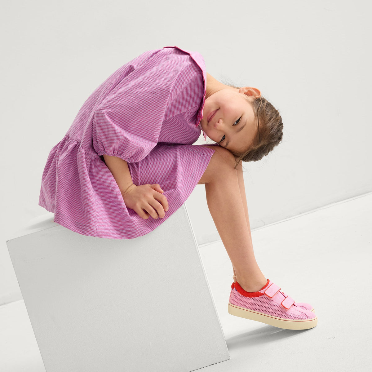 Rothy's The Kids Strap Sneaker in Tutu Open-Knit