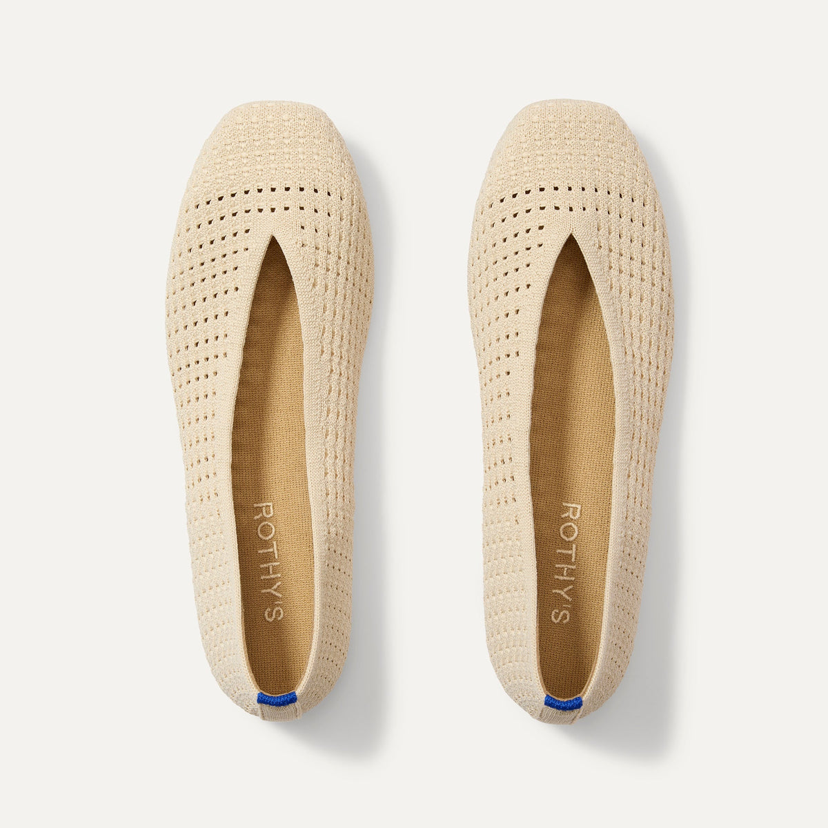 Rothy's Max Square Ballerina Flat in Off White Mesh
