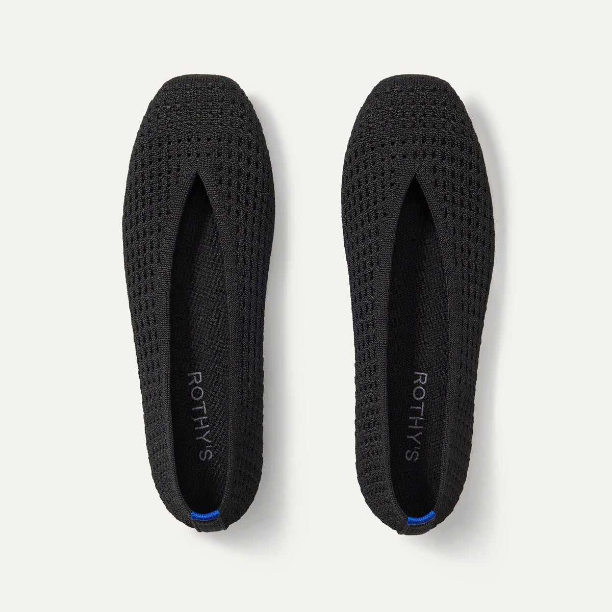 Rothy's Max Square Ballerina Flat in Black Mesh