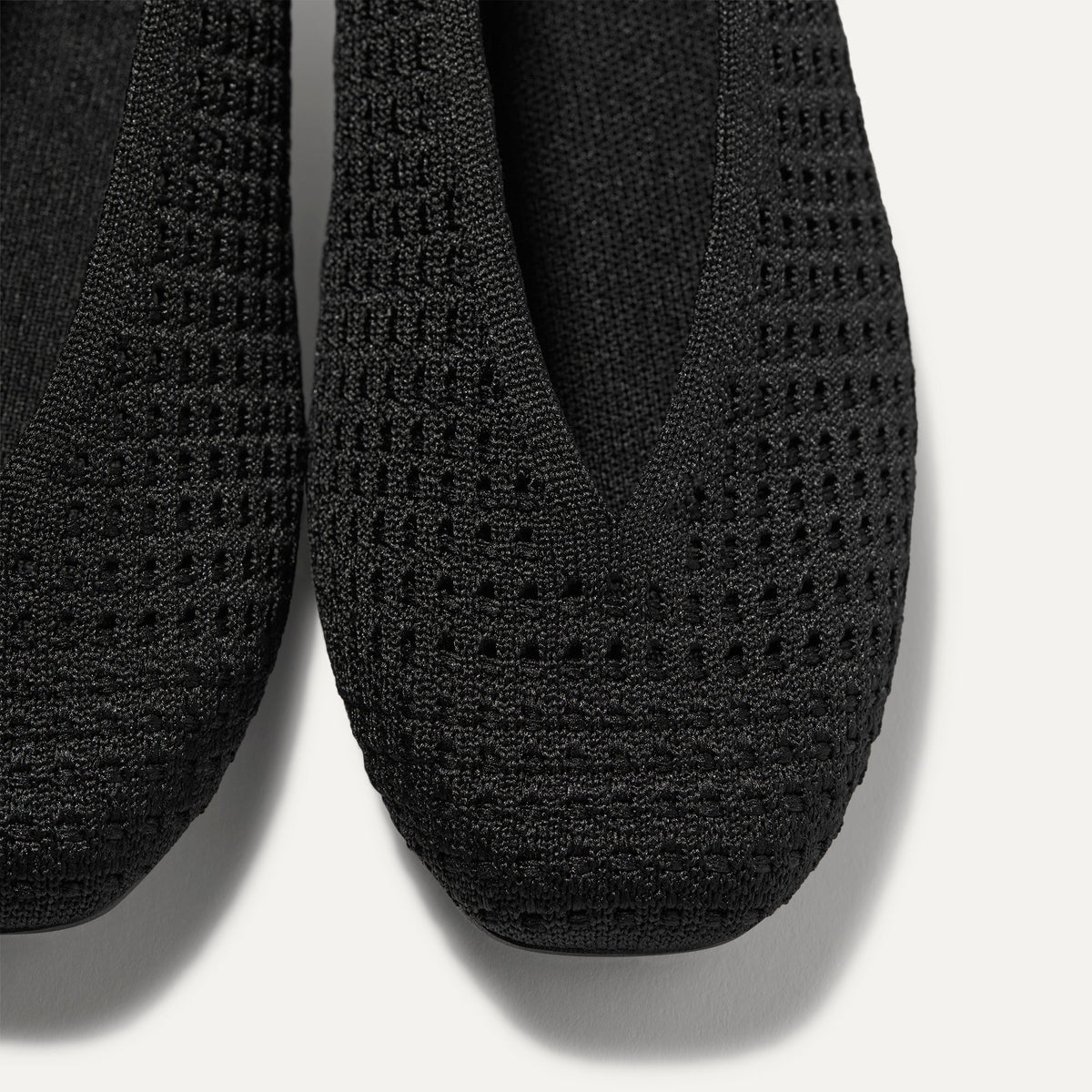 Rothy's Max Square Ballerina Flat in Black Mesh