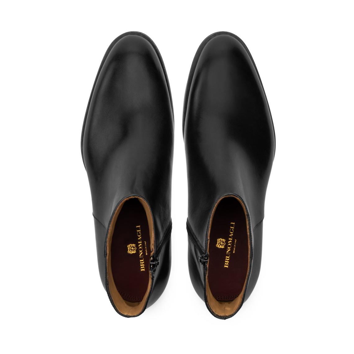 Bruno Magli Boots | Men Calvin Side Zip Leather Boot-Black