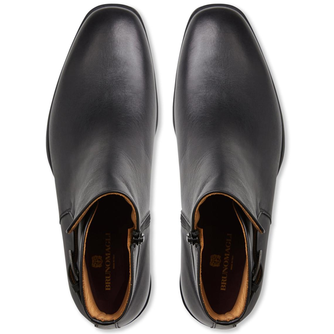 Bruno Magli Boots | Men Rubino Leather Side Zip Boot- Black