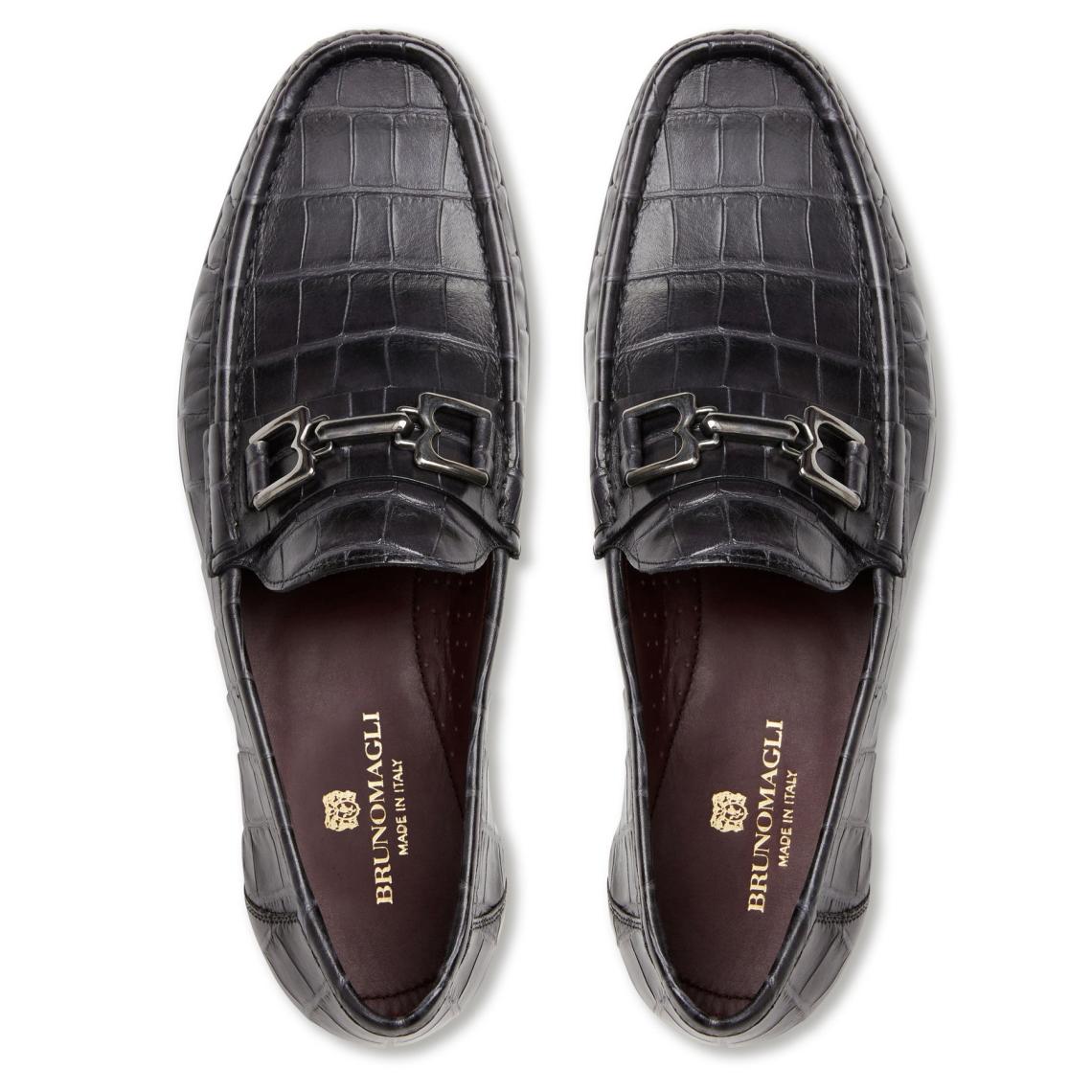 Bruno Magli Casual Shoes | Men Trieste Classic Moccasin- Black Croc