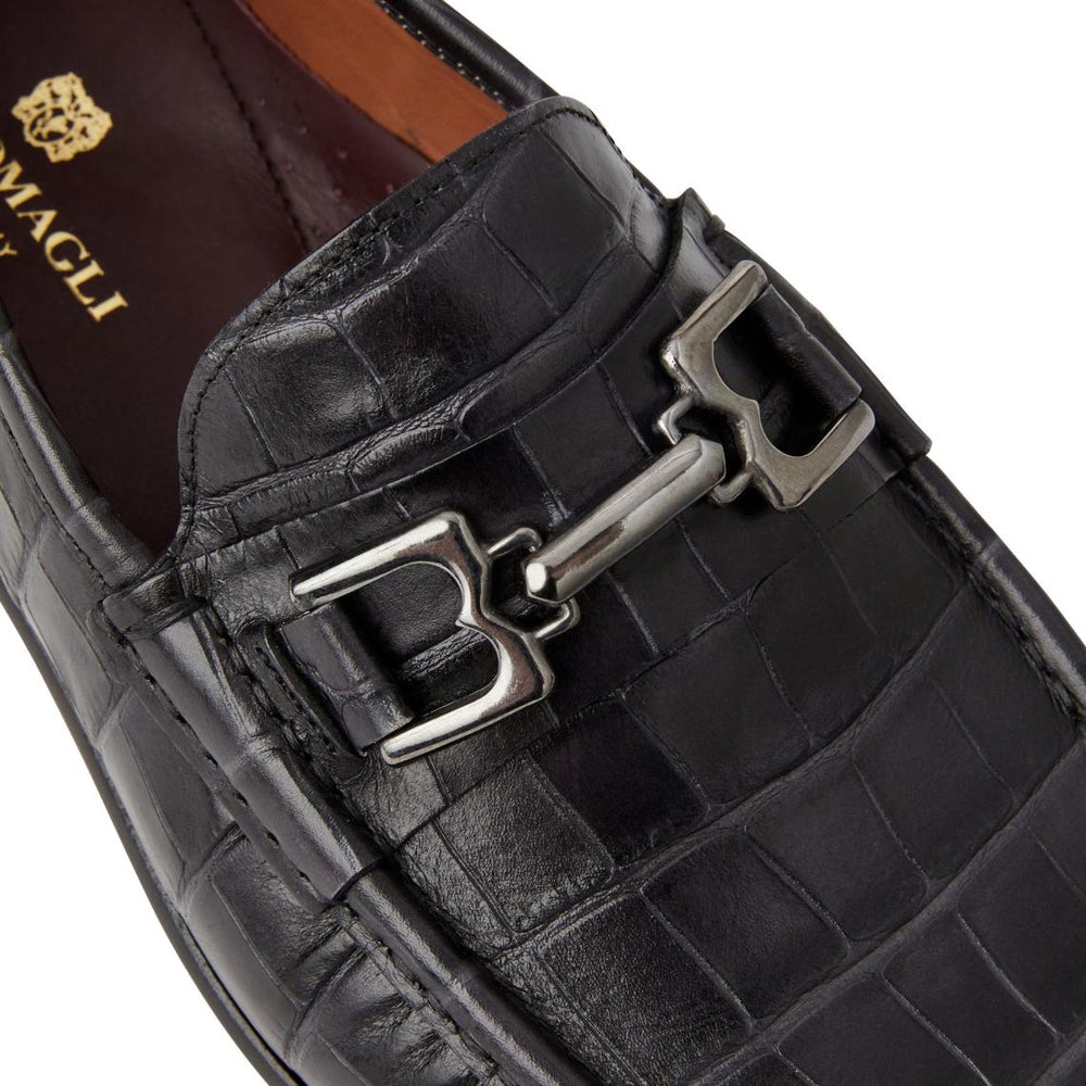 Bruno Magli Casual Shoes | Men Trieste Classic Moccasin- Black Croc