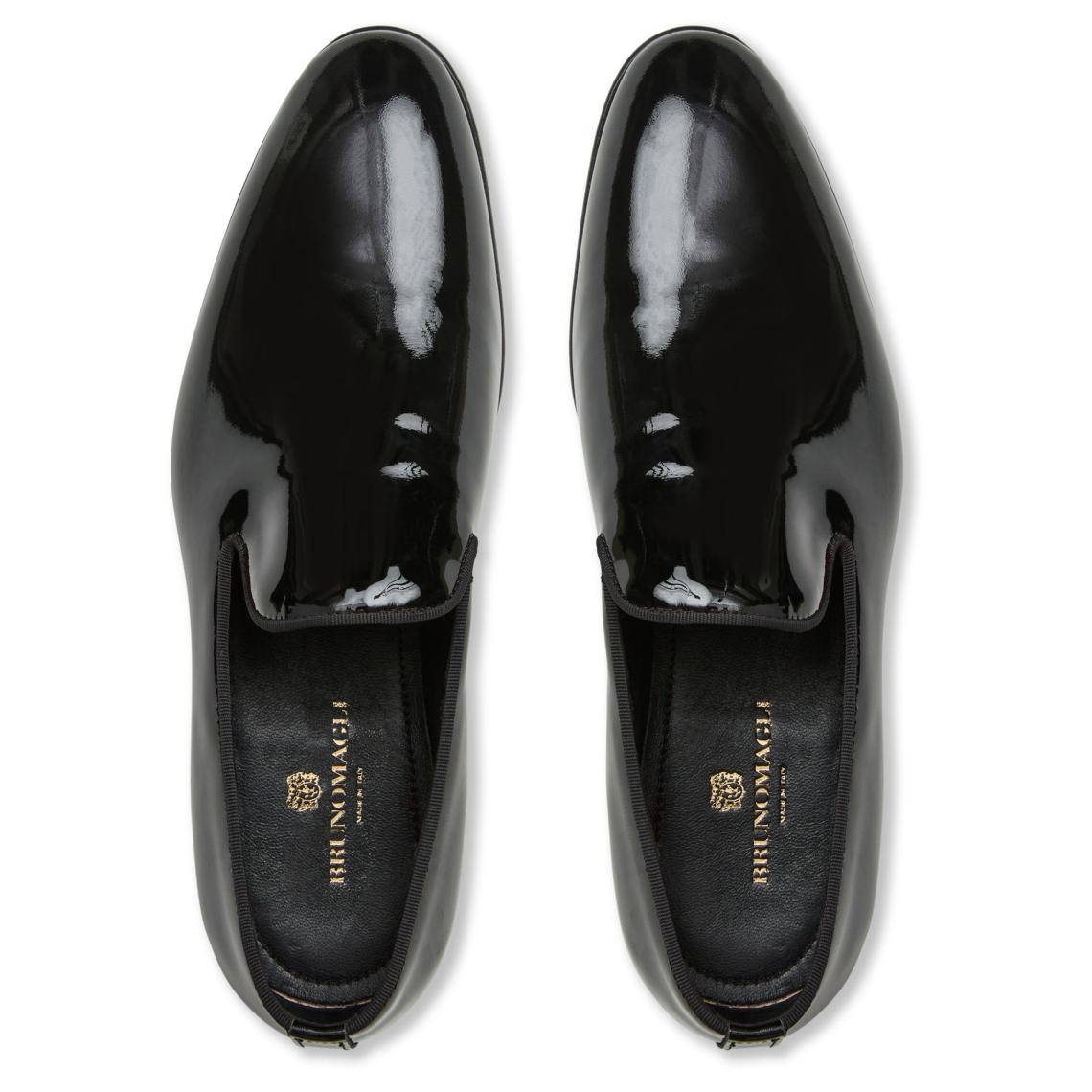 Bruno Magli Dress Shoes | Men Danilo A-Line Patent Leather Smoking Slipper-Black