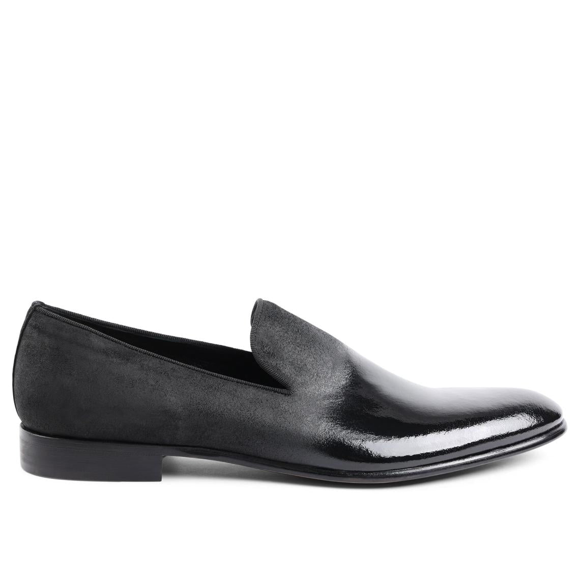 Bruno Magli Dress Shoes | Men Monet A-Line Patent Suede Smoking Slipper - Black