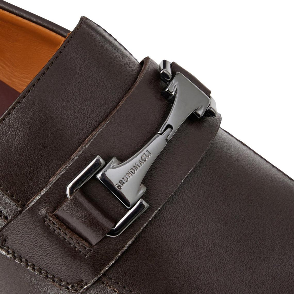 Bruno Magli Dress Shoes | Men Raging Bit Leather Loafer-Brown