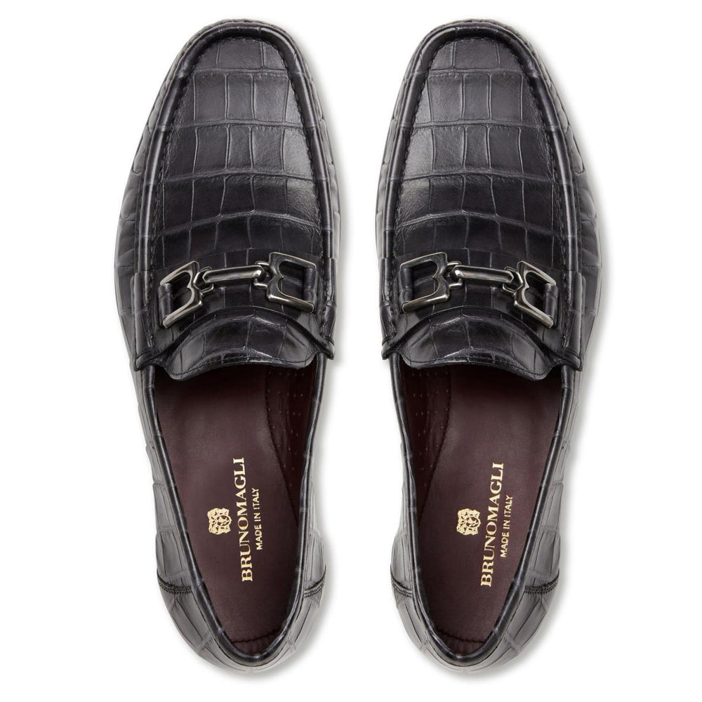 Bruno Magli Dress Shoes | Men Trieste Classic Moccasin- Black Croc