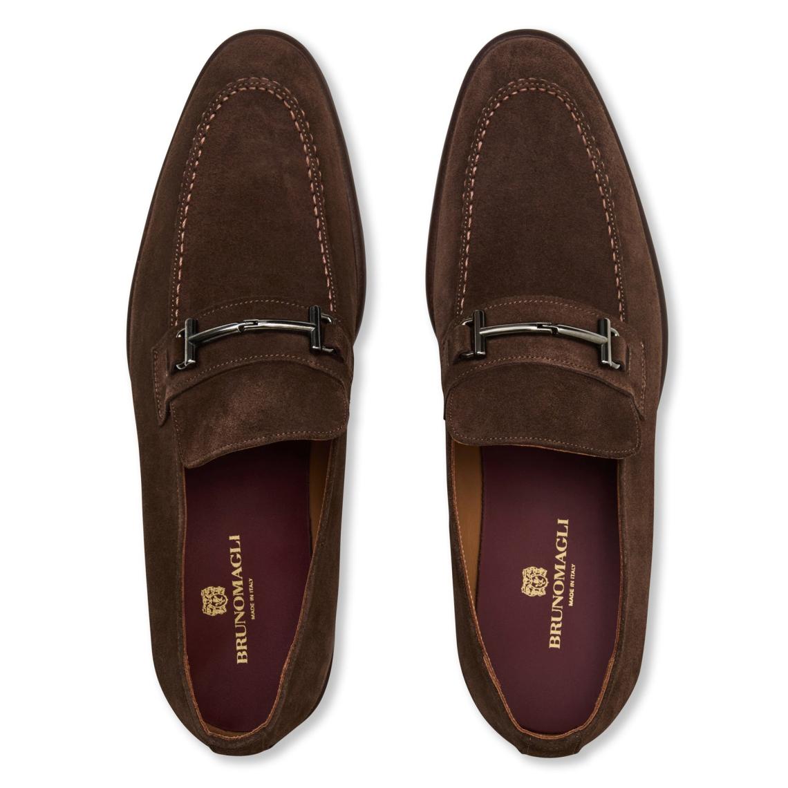 Bruno Magli Loafers &amp; Slip-ons | Men Sante Double Gore Classic Bit Loafer-Brown Suede