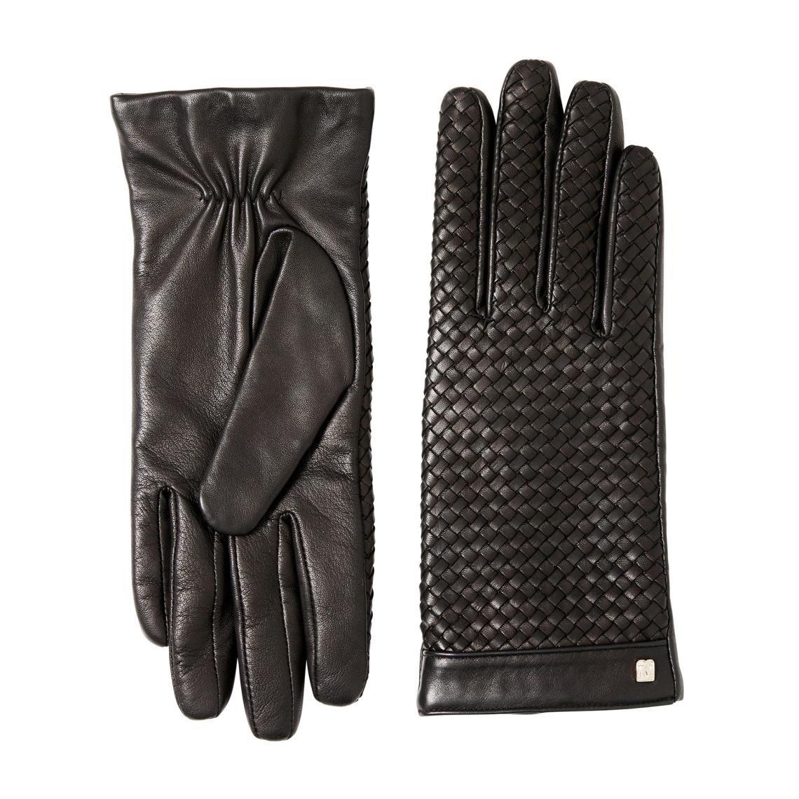 Bruno Magli Men's Cold Weather | Men/Women BASKET WEAVE LEATHER GLOVE-BLACK