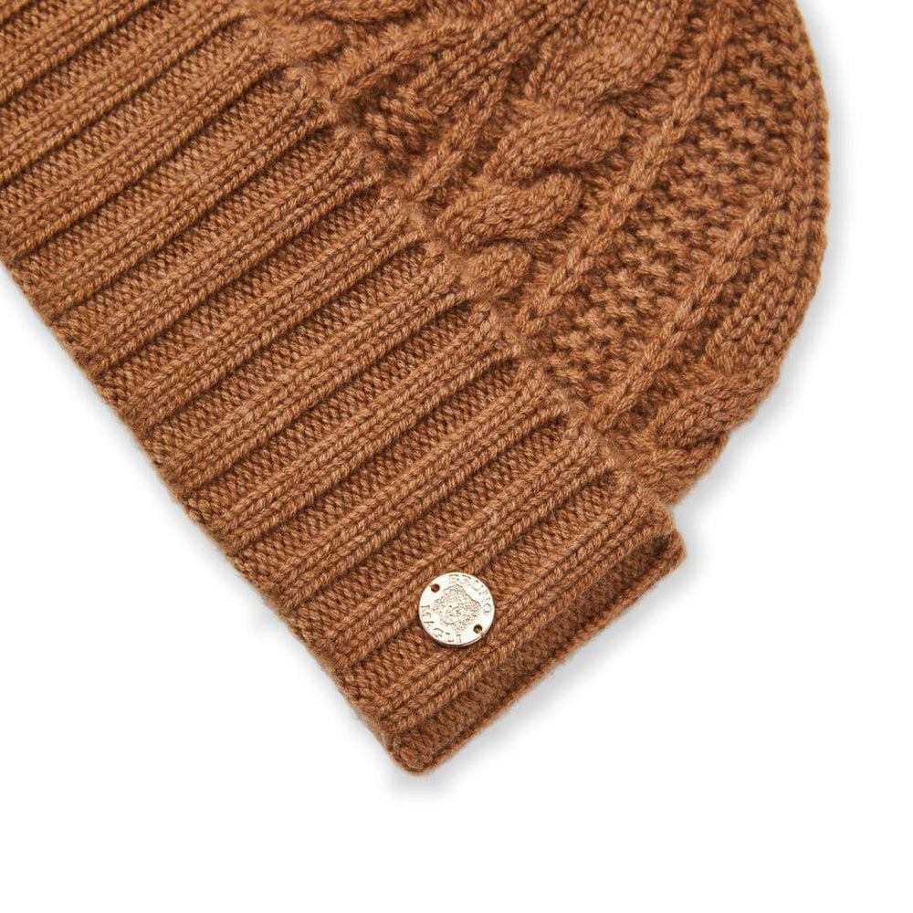 Bruno Magli Men's Cold Weather | Men/Women CABLE CUFFED HAT Camel