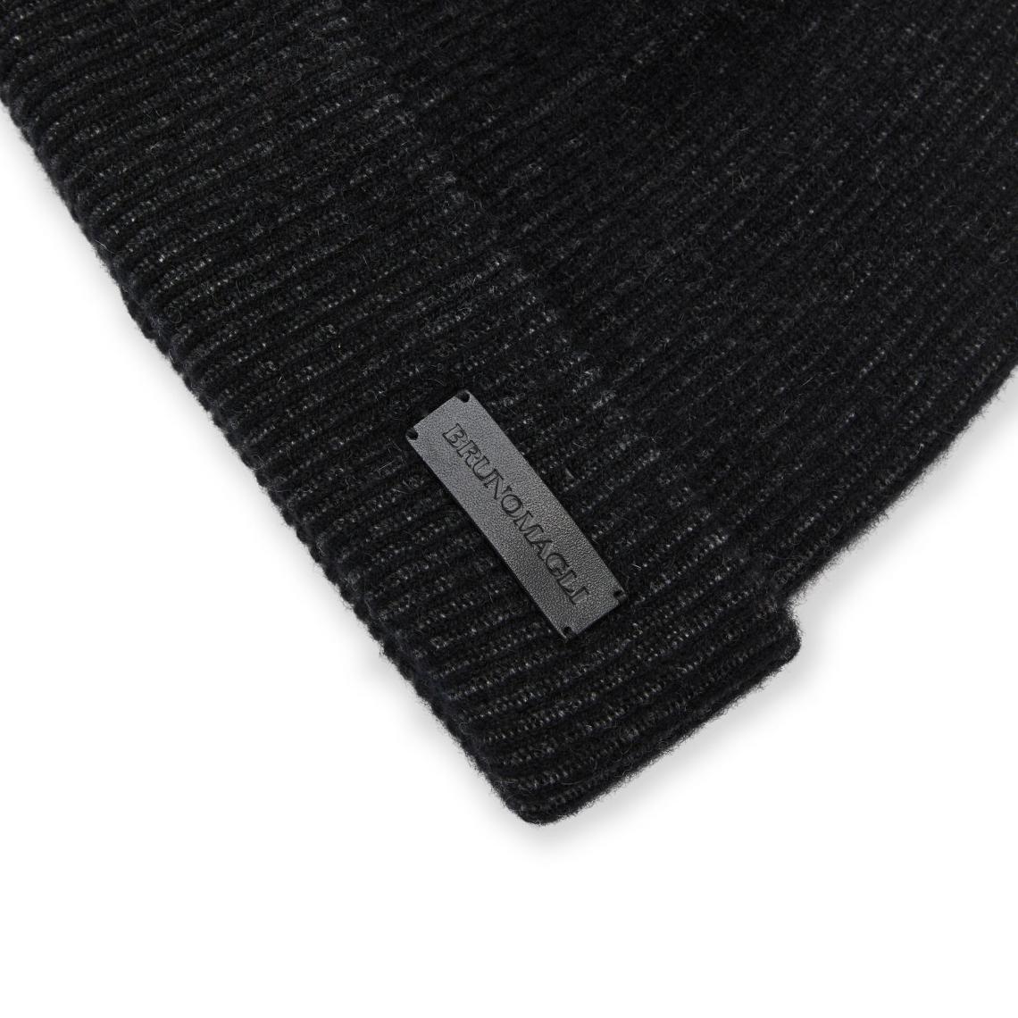 Bruno Magli Men's Cold Weather | Men/Women Cashmere 2-tone Ribbed Hat Black