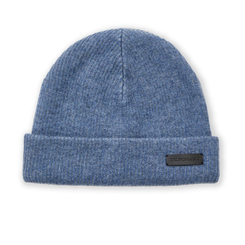 Bruno Magli Men's Cold Weather | Men/Women Cashmere 2-tone Ribbed Hat Denim