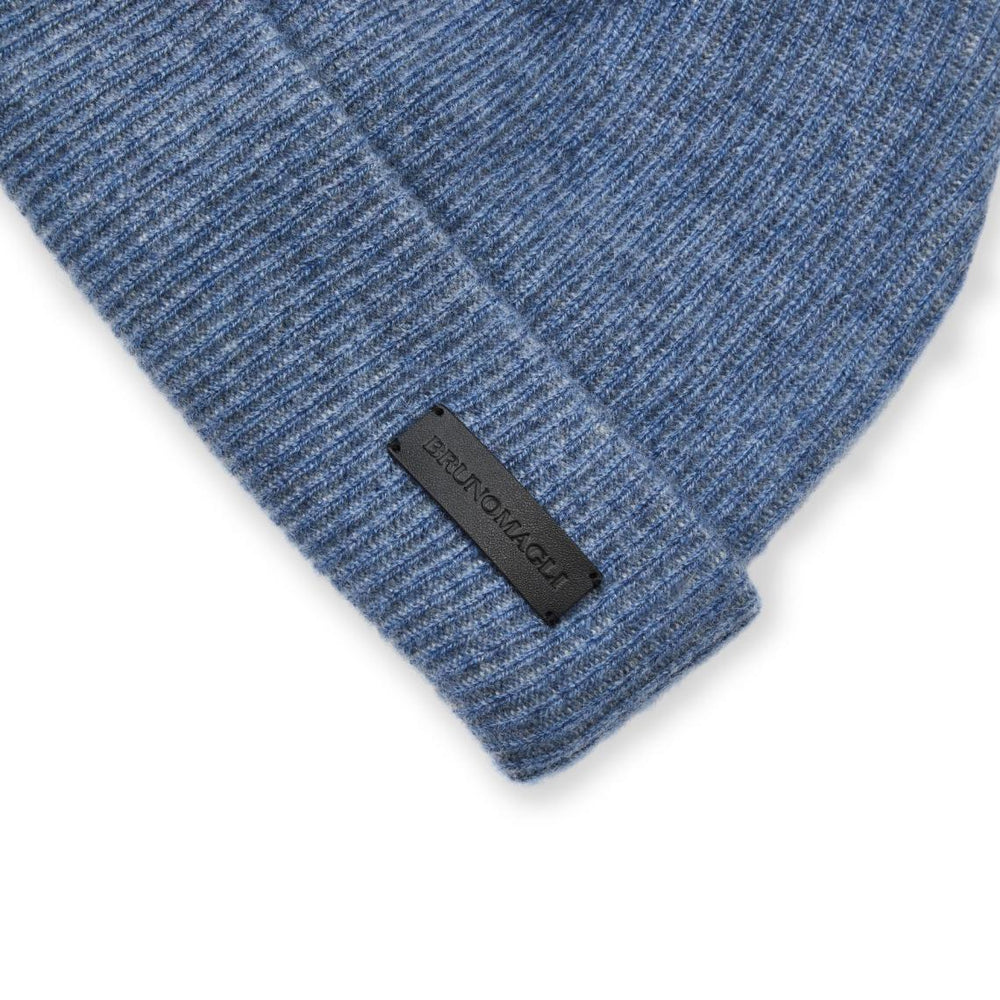Bruno Magli Men's Cold Weather | Men/Women Cashmere 2-tone Ribbed Hat Denim