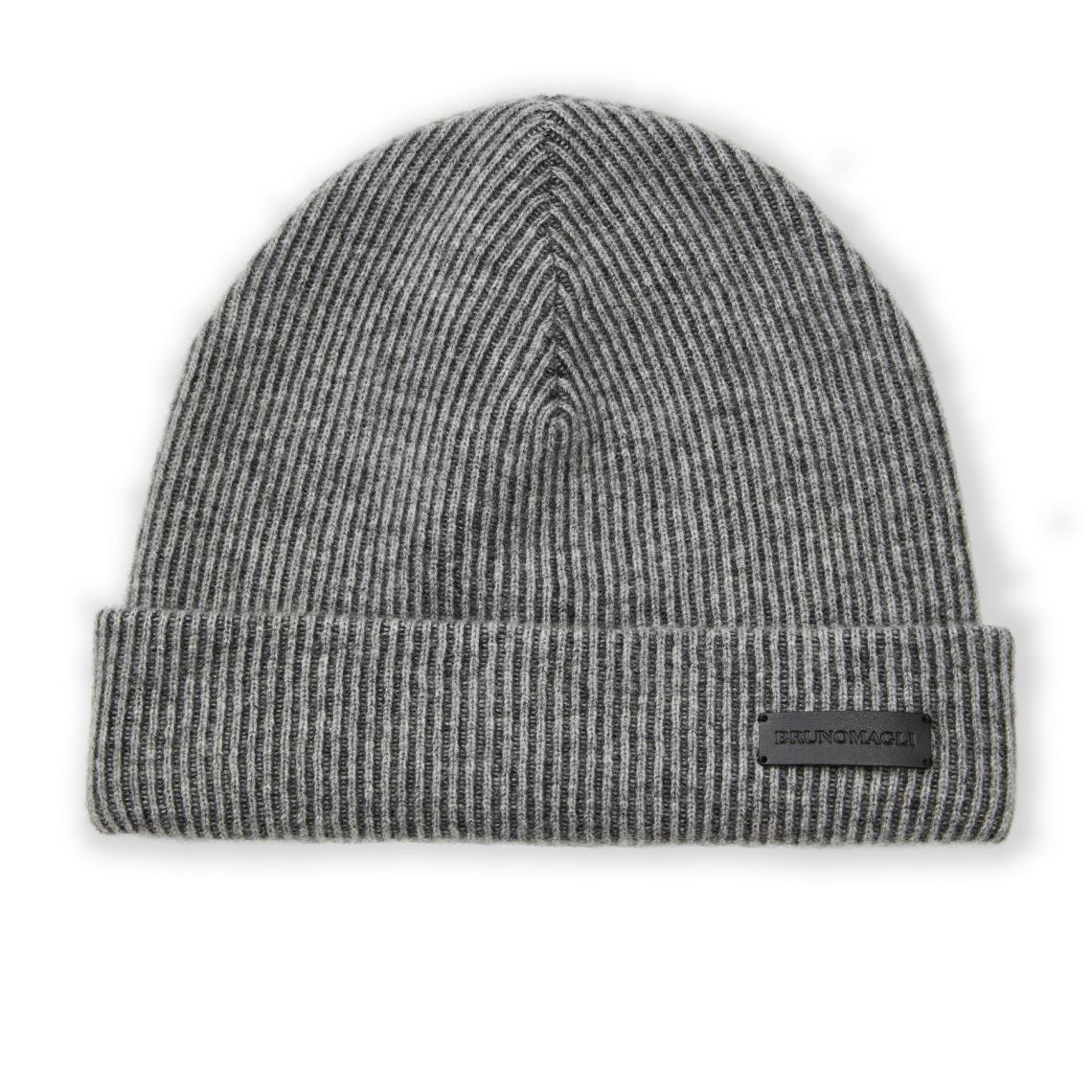 Bruno Magli Men's Cold Weather | Men/Women Cashmere 2-tone Ribbed Hat Grey