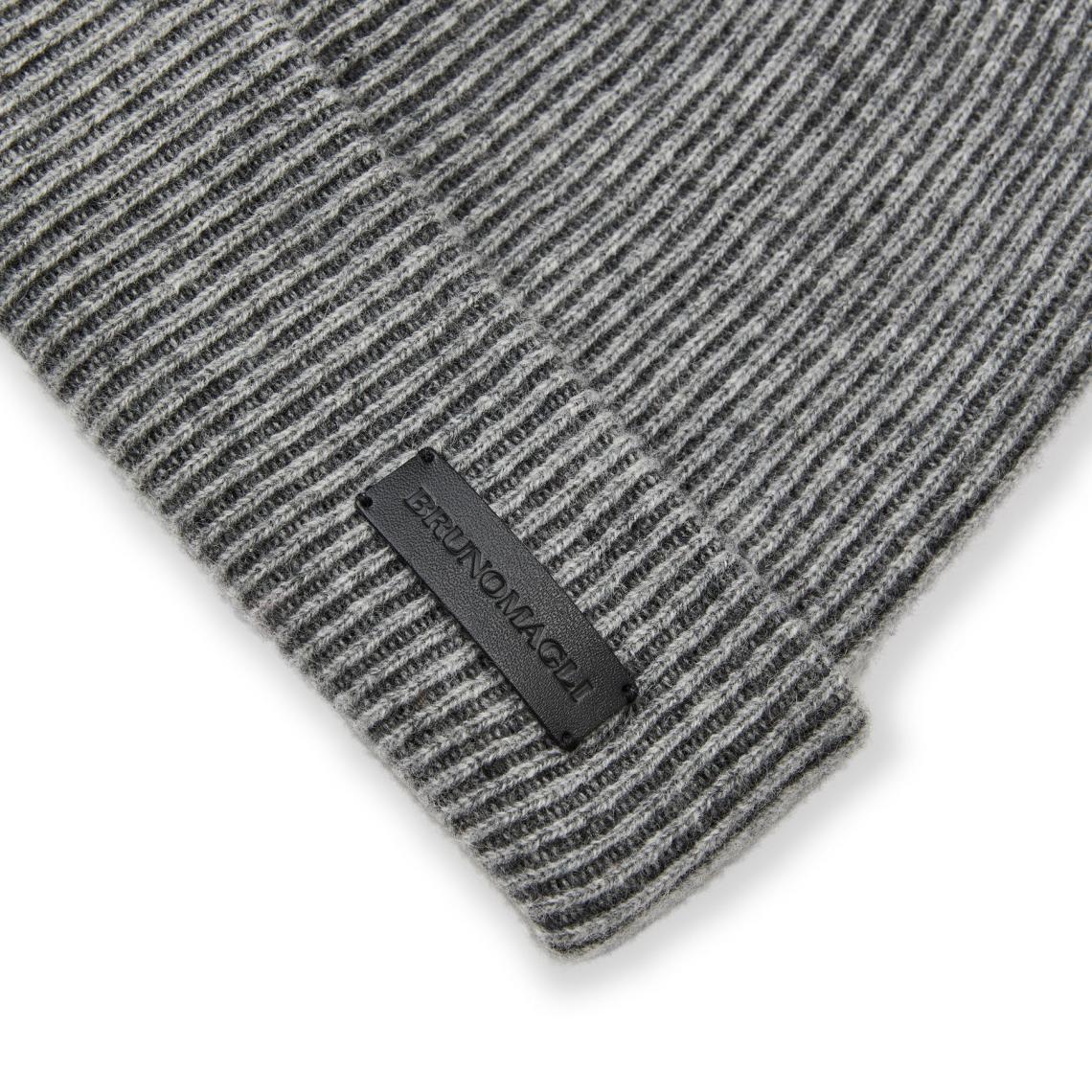 Bruno Magli Men's Cold Weather | Men/Women Cashmere 2-tone Ribbed Hat Grey