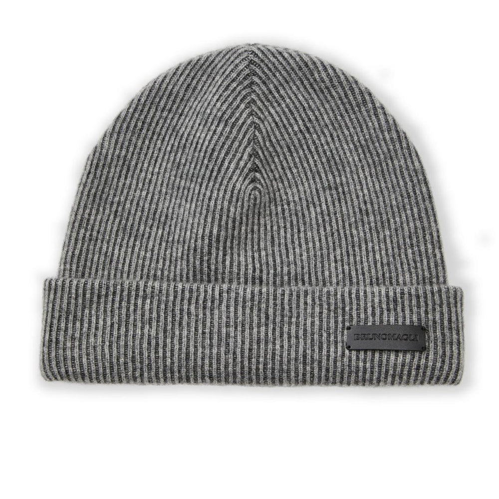 Bruno Magli Men's Cold Weather | Men/Women Cashmere 2-tone Ribbed Hat Grey