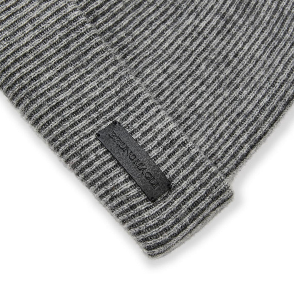 Bruno Magli Men's Cold Weather | Men/Women Cashmere 2-tone Ribbed Hat Grey