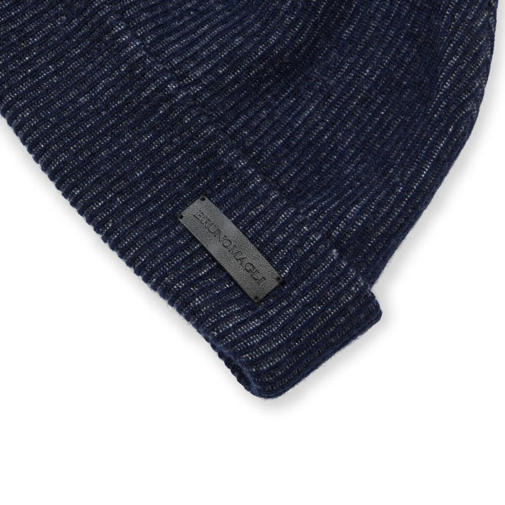 Bruno Magli Men's Cold Weather | Men/Women Cashmere 2-tone Ribbed Hat Navy