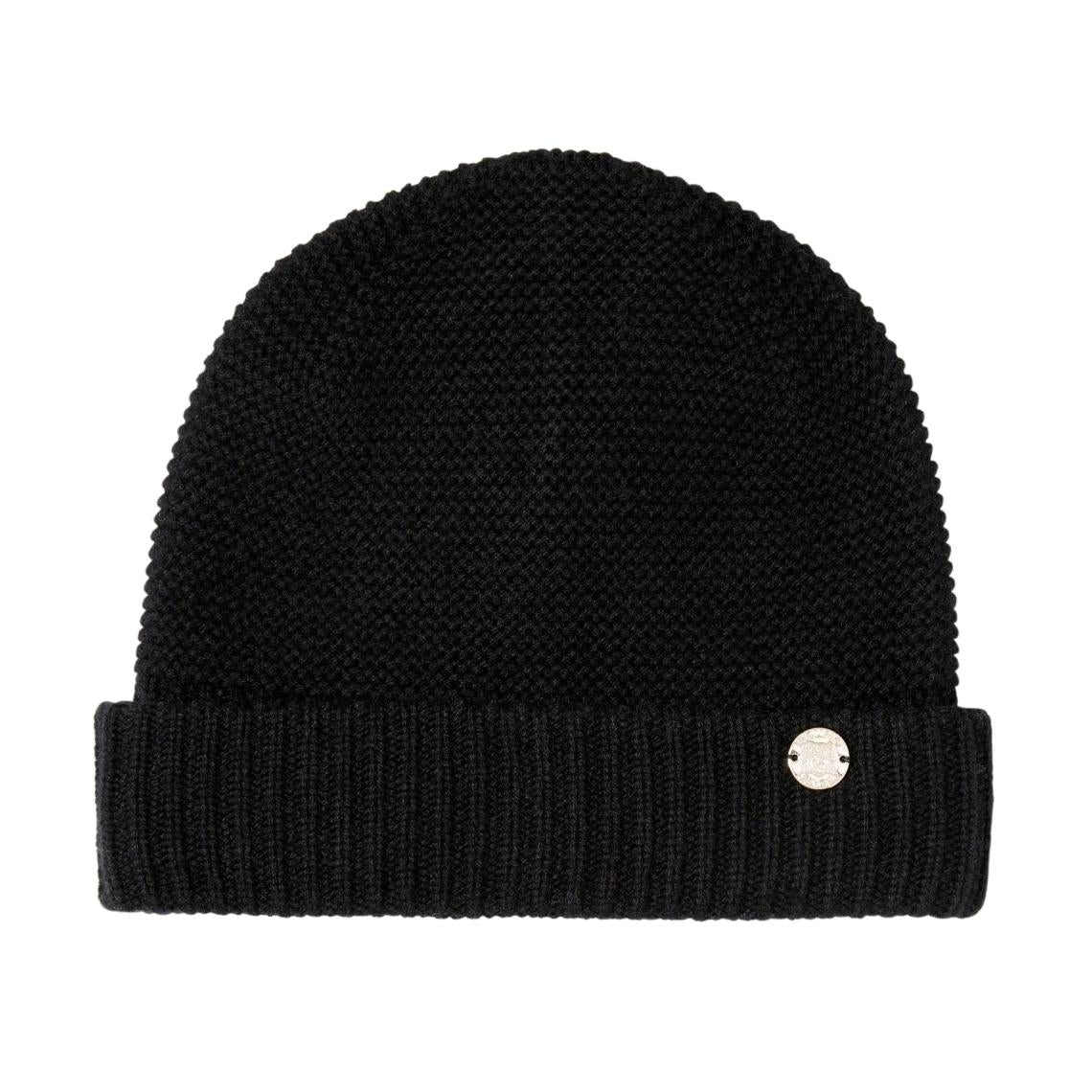 Bruno Magli Men's Cold Weather | Men/Women CASHMERE LINKS STITCH KNIT HAT W/ RIB CUFF BLACK