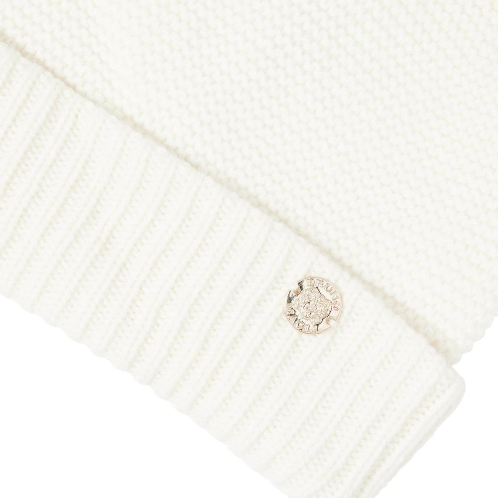 Bruno Magli Men's Cold Weather | Men/Women CASHMERE LINKS STITCH KNIT HAT W/ RIB CUFF Ivory